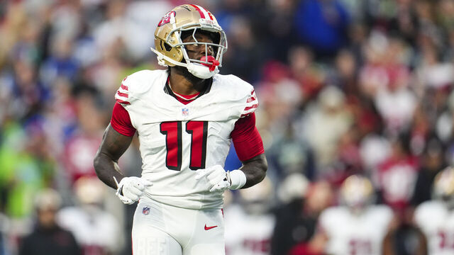 SEATTLE, WA - OCTOBER 10: Brandon Aiyuk #11 of the San Francisco 49ers lines up before the snap during an NFL football game against the Seattle Seahawks at Lumen Field on October 10, 2024 in Seattle, Washington.