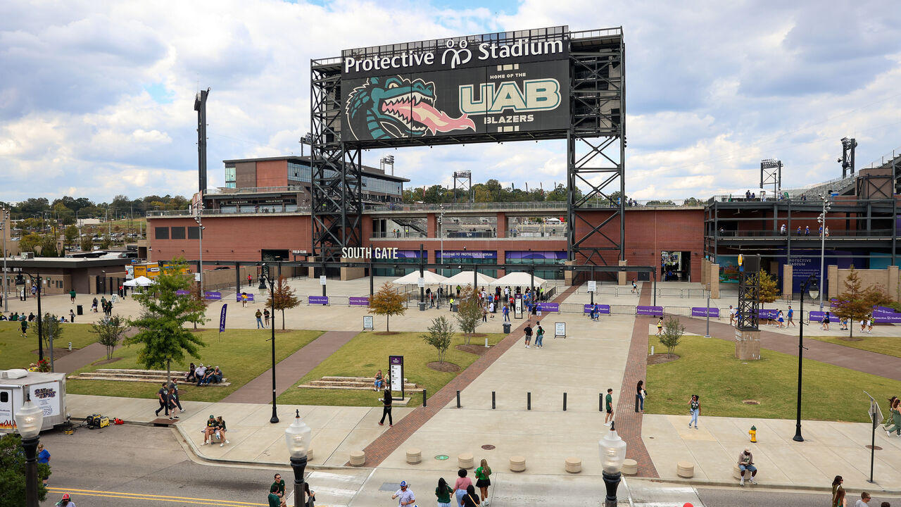 BIRMINGHAM, ALABAMA - OCTOBER 18: A general view of Protective Stadium before the game between the Memphis Tigers and UAB Blazers on October 18, 2025 in Birmingham, Alabama.