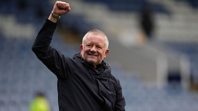 Sheffield United manager Chris Wilder celebrates the win after the Sky Bet Championship match at Hillsborough Stadium, Sheffield. Picture date: Sunday November 23, 2025.