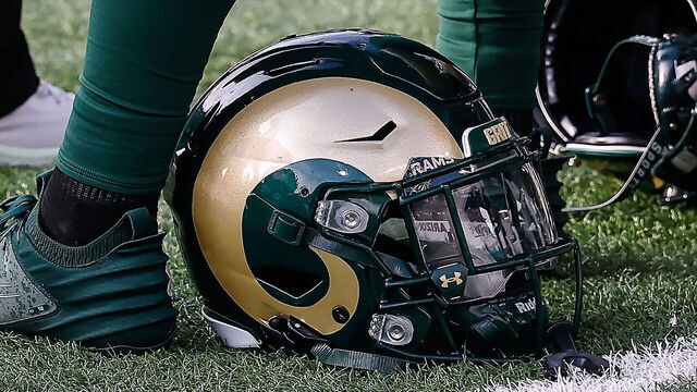 TUCSON, AZ - DECEMBER 28: A Colorado State Rams helmet during the Snoop Dogg Arizona Bowl college football game between the Miami (OH) Redhawks and the Colorado State Rams on December 28, 2024 at Arizona Stadium in Tucson, Arizona.