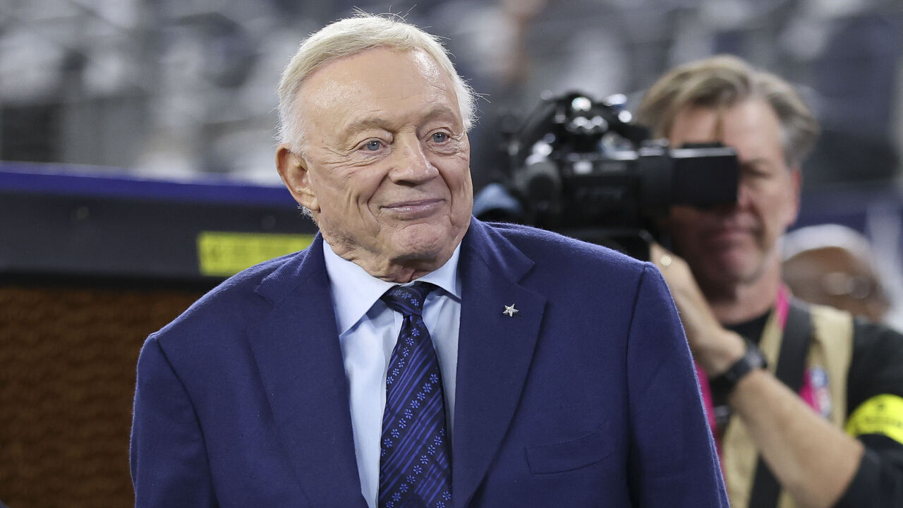 ARLINGTON, TEXAS - NOVEMBER 3: Dallas Cowboys owner Jerry Jones stands on the sidelines prior to an NFL football game against the Arizona Cardinals at AT&T Stadium on November 3, 2025 in Arlington,Texas.
