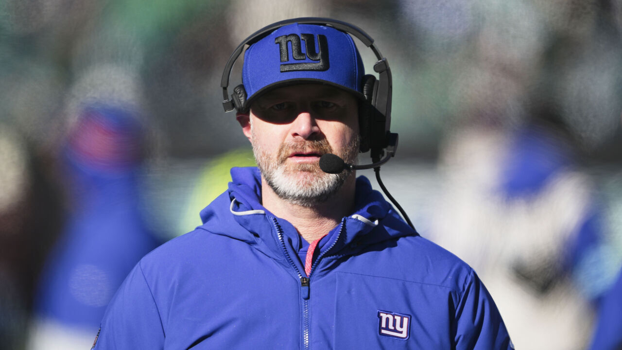 PHILADELPHIA, PA - JANUARY 05: New York Giants defensive coordinator Shane Bowen looks on during the game between the Philadelphia Eagles and the New York Giants on January 5, 2025 at Lincoln Financial Field in Philadelphia, PA.