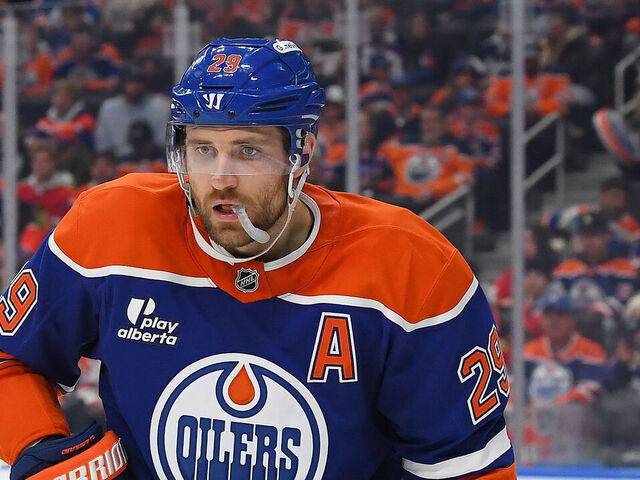 EDMONTON, CANADA - NOVEMBER 1: Leon Draisaitl #29 of the Edmonton Oilers in action during the game against the Chicago Blackhawks at Rogers Place on November 1, 2025, in Edmonton, Alberta, Canada.