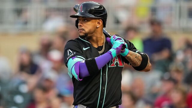 MINNEAPOLIS, MN - SEPTEMBER 13: Ketel Marte #4 of the Arizona Diamondbacks bats against the Minnesota Twins on September 13, 2025 at Target Field in Minneapolis, Minnesota.