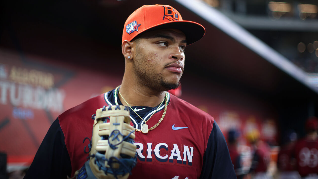 ARLINGTON, TX - JULY 13: Xavier Isaac #11 of the Tampa Bay Rays looks on during the 2024 All-Star Futures Game at Globe Life Field on Saturday, July 13, 2024 in Arlington, Texas.