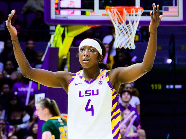 BATON ROUGE, LOUISIANA - NOVEMBER 6: Flau'Jae Johnson #4 of the LSU Tigers in action against the Southeastern Louisiana Lions at the Pete Maravich Assembly Center on November 6, 2025 in Baton Rouge, Louisiana. (Photo by Nick Adams/University Images via Getty Images}