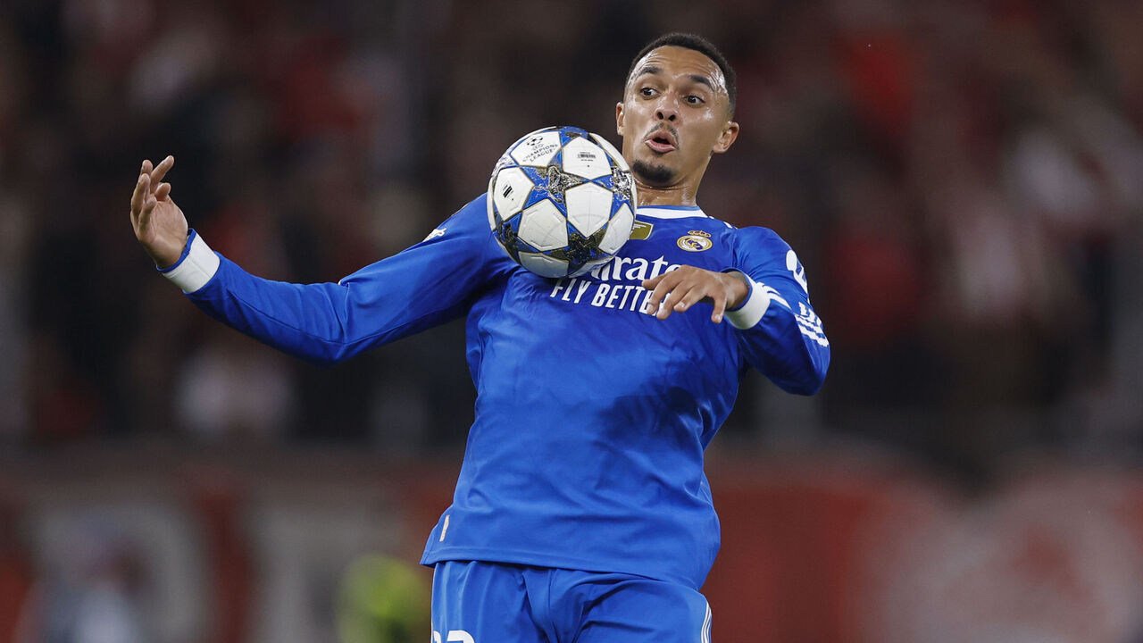 PIRAEUS, GREECE - NOVEMBER 26: Trent Alexander-Arnold of Real Madrid in action during the UEFA Champions League 2025/26 League Phase MD5 match between Olympiacos FC and Real Madrid C.F. at Stadio Georgios Karaiskakis on November 26, 2025 in Piraeus, Greece.
