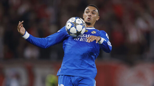 PIRAEUS, GREECE - NOVEMBER 26: Trent Alexander-Arnold of Real Madrid in action during the UEFA Champions League 2025/26 League Phase MD5 match between Olympiacos FC and Real Madrid C.F. at Stadio Georgios Karaiskakis on November 26, 2025 in Piraeus, Greece.