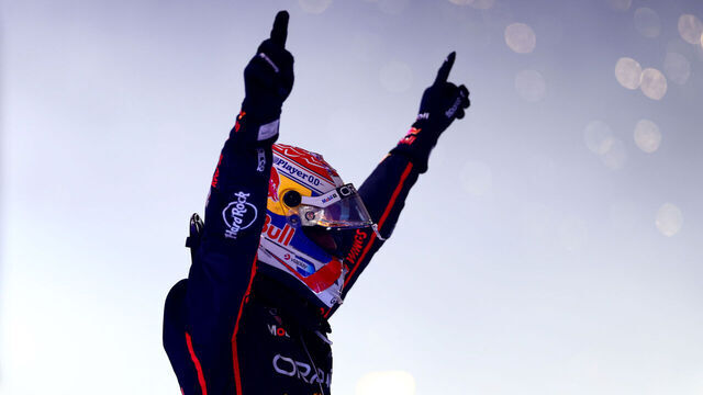 LUSAIL CITY, QATAR - NOVEMBER 30: Race winner Max Verstappen of the Netherlands and Oracle Red Bull Racing celebrates in parc ferme during the F1 Grand Prix of Qatar at Lusail International Circuit on November 30, 2025 in Lusail City, Qatar.