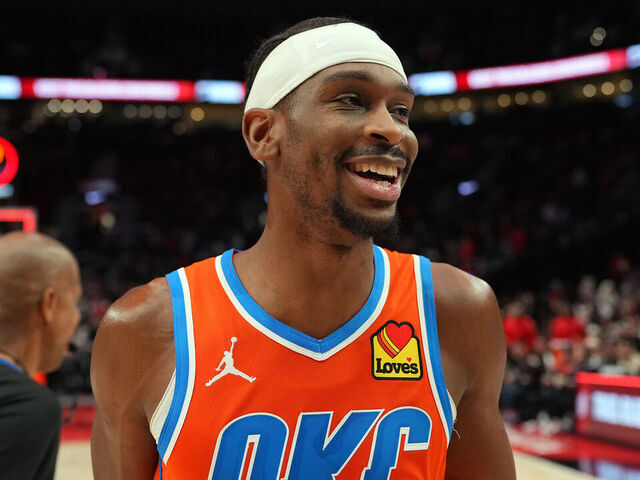 PORTLAND, OREGON - NOVEMBER 30: Shai Gilgeous-Alexander #2 of the Oklahoma City Thunder leaves the court following a win over the Portland Trail Blazers at Moda Center on November 30, 2025 in Portland, Oregon.