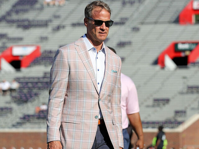 OXFORD, MISSISSIPPI - AUGUST 30: head coach Lane Kiffin of the Mississippi Rebels before the game against the Georgia State Panthers at Vaught-Hemingway Stadium on August 30, 2025 in Oxford, Mississippi.