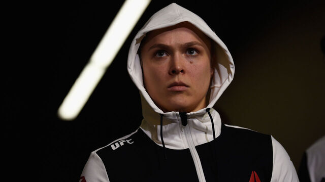 LAS VEGAS, NV - DECEMBER 30: Ronda Rousey prepares to walk to the Octagon to face Amanda Nunes in their UFC bantamweight championship bout during the UFC 207 event at T-Mobile Arena on December 30, 2016 in Las Vegas, Nevada.
