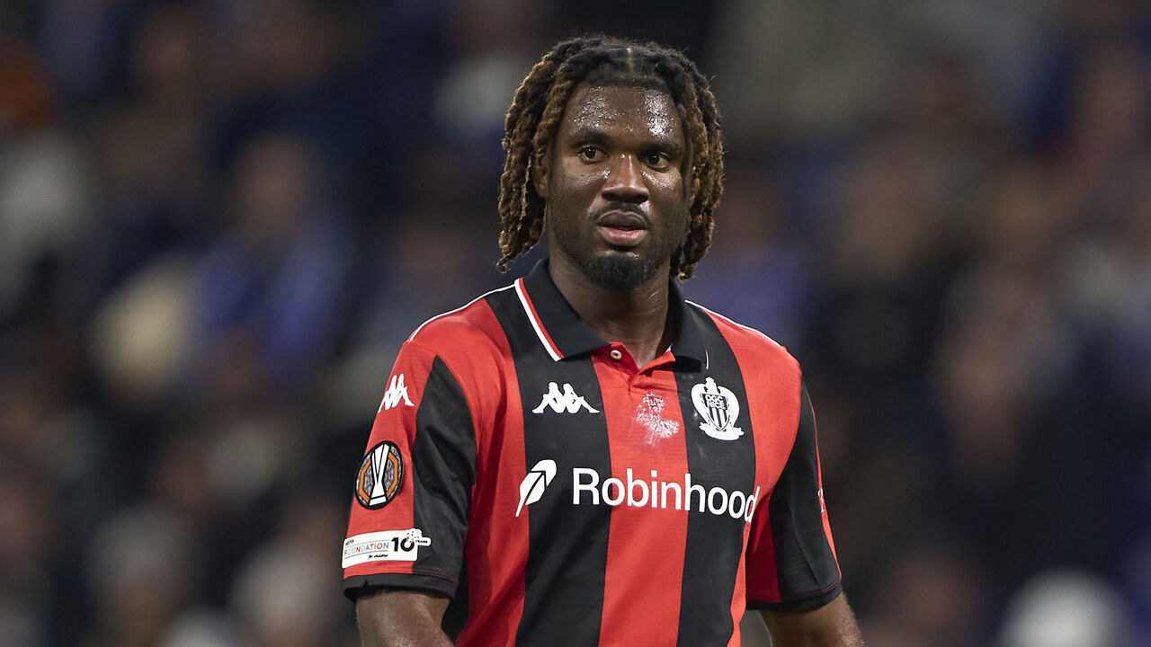 PORTO, PORTUGAL - NOVEMBER 27: Terem Moffi of OGC Nice looks on during the UEFA Europa League 2025/26 League Phase MD5 match between FC Porto and OGC Nice at Estadio do Dragao on November 27, 2025 in Porto, Portugal.