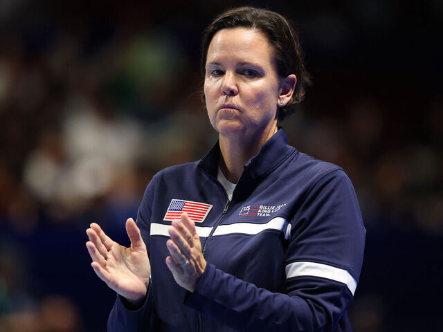 SHENZHEN, CHINA - SEPTEMBER 20: Lindsay Davenport, captain of United States reacts during match 1in the Billie Jean King Cup by Gainbridge Finals 2025, Semi-Final match between USA and Great Britain at Shenzhen Bay Sports Centre Arena on September 20, 2025 in Shenzhen, China.