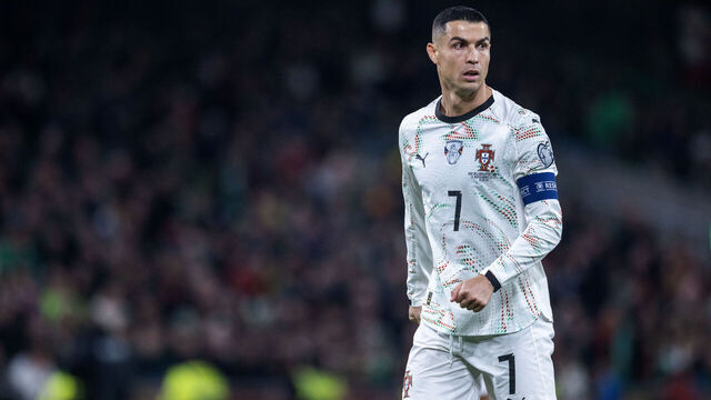 DUBLIN, IRELAND: NOVEMBER 13: Cristiano Ronaldo #7 of Portugal during the Republic of Ireland V Portugal, 2026 World Cup Qualifying - UEFA, Group Stage match at Aviva Stadium on November 13th, 2025, in Dublin, Ireland.