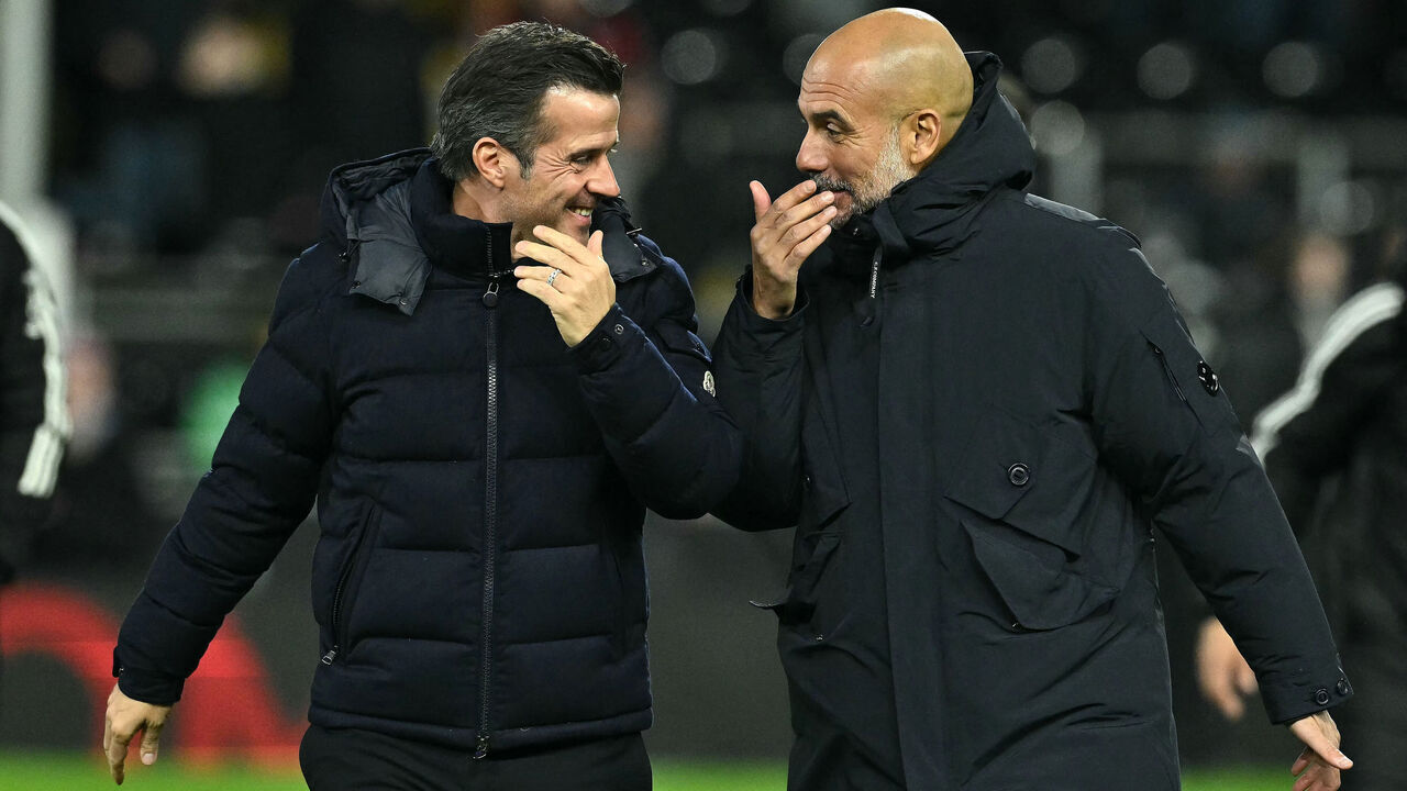 CORRECTION / Fulham's Portuguese head coach Marco Silva (L) and Manchester City's Spanish manager Pep Guardiola share a joke as they walk out ahead of the English Premier League football match between Fulham and Manchester City at Craven Cottage in London on December 2, 2025. to third parties, please ensure that the same actions are carried out by them. Failure to promptly comply with these instructions will entail liability on your part for any continued or post notification usage. Therefore we thank you very much for all your attention and prompt action. We are sorry for the inconvenience this notification may cause and remain at your disposal for any further information you may require."