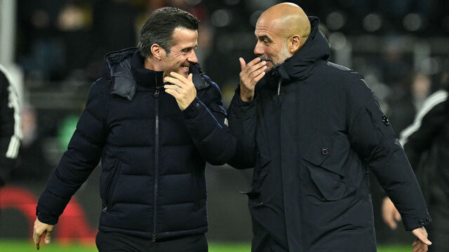 CORRECTION / Fulham's Portuguese head coach Marco Silva (L) and Manchester City's Spanish manager Pep Guardiola share a joke as they walk out ahead of the English Premier League football match between Fulham and Manchester City at Craven Cottage in London on December 2, 2025. to third parties, please ensure that the same actions are carried out by them. Failure to promptly comply with these instructions will entail liability on your part for any continued or post notification usage. Therefore we thank you very much for all your attention and prompt action. We are sorry for the inconvenience this notification may cause and remain at your disposal for any further information you may require."