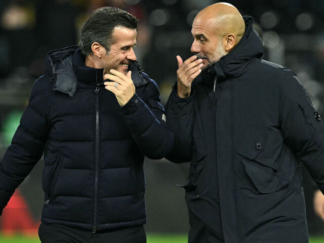 CORRECTION / Fulham's Portuguese head coach Marco Silva (L) and Manchester City's Spanish manager Pep Guardiola share a joke as they walk out ahead of the English Premier League football match between Fulham and Manchester City at Craven Cottage in London on December 2, 2025. to third parties, please ensure that the same actions are carried out by them. Failure to promptly comply with these instructions will entail liability on your part for any continued or post notification usage. Therefore we thank you very much for all your attention and prompt action. We are sorry for the inconvenience this notification may cause and remain at your disposal for any further information you may require."