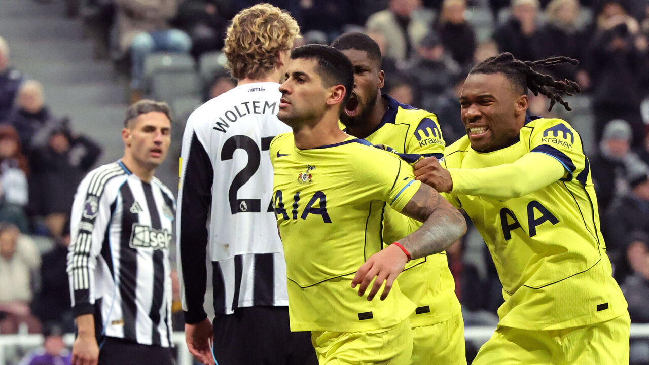 Tottenham Hotspur's Cristian Romero celebrates scoring their side's second goal of the game during the Premier League match at St James' Park, Newcastle. Picture date: Tuesday December 2, 2025.