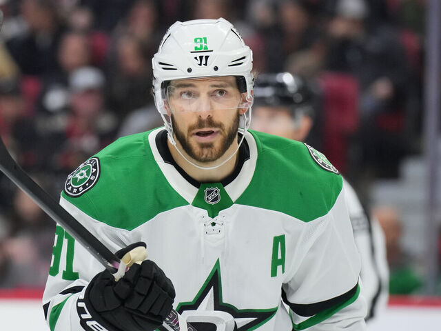 OTTAWA, CANADA - NOVEMBER 11: Tyler Seguin #91 of the Dallas Stars skates against the Ottawa Senators in the second period at Canadian Tire Centre on November 11, 2025 in Ottawa, Ontario, Canada.