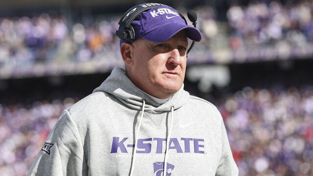 MANHATTAN, KS - NOVEMBER 01: Kansas State Wildcats head coach Chris Klieman in the first quarter of a Big 12 football game between the Texas Tech Red Raiders and Kansas State Wildcats on November 1, 2025 at Bill Snyder Family Stadium in Manhattan, KS.