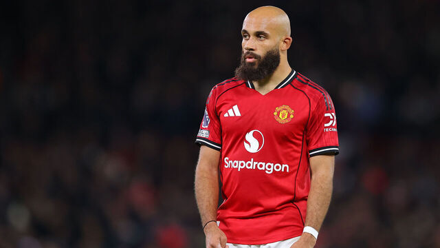 MANCHESTER, ENGLAND - NOVEMBER 24: Bryan Mbeumo of Manchester United during the Premier League match between Manchester United and Everton at Old Trafford on November 24, 2025 in Manchester, England.