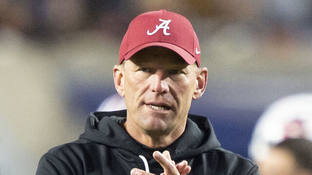 AUBURN, ALABAMA - NOVEMBER 29: Head coach Kalen Deboer of the Alabama Crimson Tide prior to their game against the Auburn Tigers at Jordan-Hare Stadium on November 29, 2025 in Auburn, Alabama.