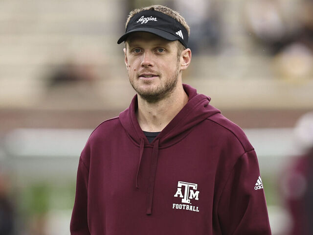 COLUMBIA, MO - NOVEMBER 08: Texas A&M Aggies offensive coordinator Collin Klein before an SEC football game between the Texas A&M Aggies and Missouri Tigers on November 8, 2025 at Memorial Stadium in Columbia, MO.