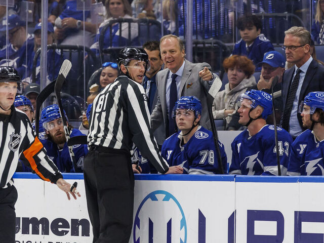 TAMPA, FL - NOVEMBER 16: Head Coach Jon Cooper of the Tampa Bay Lightning against the Vancouver Canucks at Benchmark International Arena on November 16, 2025 in Tampa, Florida.