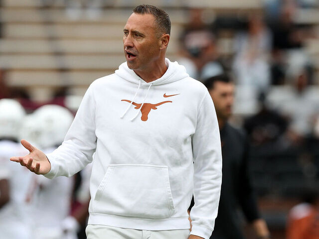 STARKVILLE, MISSISSIPPI - OCTOBER 25: Head coach Steve Sarkisian of the Texas Longhorns before the game against the Mississippi State Bulldogs at Davis Wade Stadium on October 25, 2025 in Starkville, Mississippi.