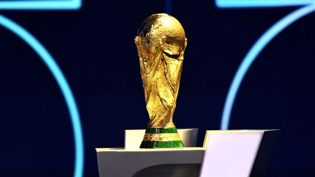 WASHINGTON, DC - DECEMBER 05: FIFA World Cup Trophy is displayed during the FIFA World Cup 2026 Official Draw at John F. Kennedy Center for the Performing Arts on December 05, 2025 in Washington, DC.