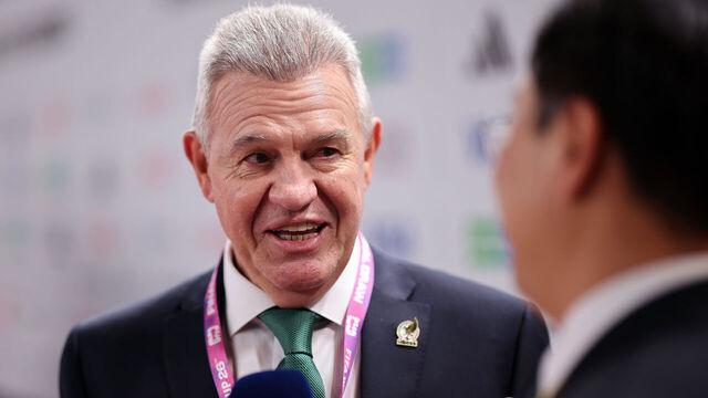 WASHINGTON, DC - DECEMBER 05: Javier Aguirre, Head Coach of Mexico, speaks in the mixed zone after the FIFA World Cup 2026 Official Draw at John F. Kennedy Center for the Performing Arts on December 05, 2025 in Washington, DC.