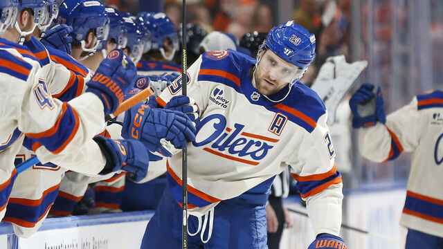 EDMONTON, CANADA - DECEMBER 6: Leon Draisaitl #29 of the Edmonton Oilers celebrates a goal against the Winnipeg Jets during the first period at Rogers Place on December 6, 2025 in Edmonton, Canada.