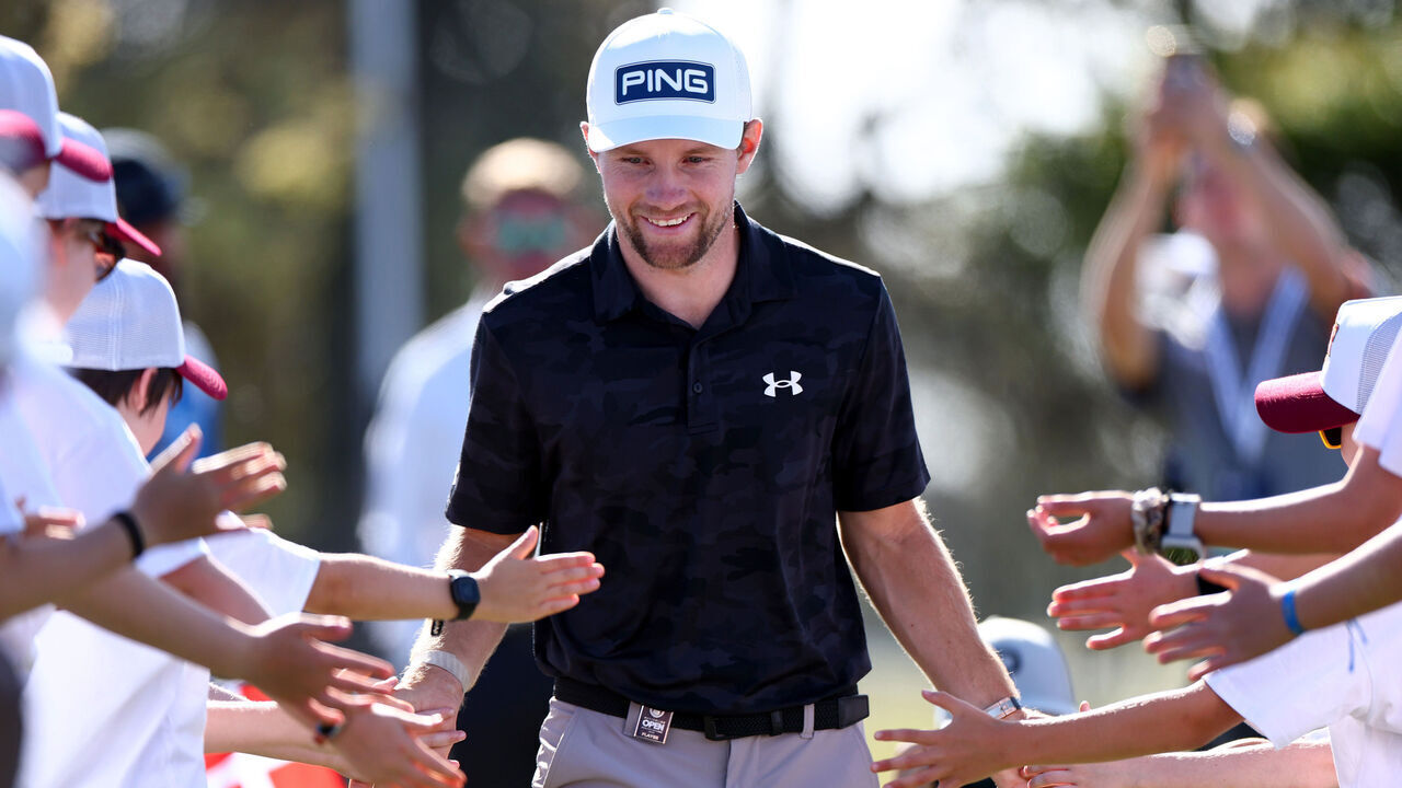 MELBOURNE, AUSTRALIA - DECEMBER 07: Rasmus Neergaard-Petersen of Denmark celebrates victory on day four of the Crown Australian Open 2025 at The Royal Melbourne Golf Club on December 07, 2025 in Melbourne, Australia.