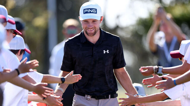 MELBOURNE, AUSTRALIA - DECEMBER 07: Rasmus Neergaard-Petersen of Denmark celebrates victory on day four of the Crown Australian Open 2025 at The Royal Melbourne Golf Club on December 07, 2025 in Melbourne, Australia.