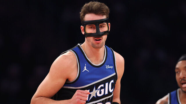 NEW YORK, NEW YORK - DECEMBER 07: Franz Wagner #22 of the Orlando Magic reacts during the first quarter against the New York Knicks at Madison Square Garden on December 07, 2025 in New York City.
