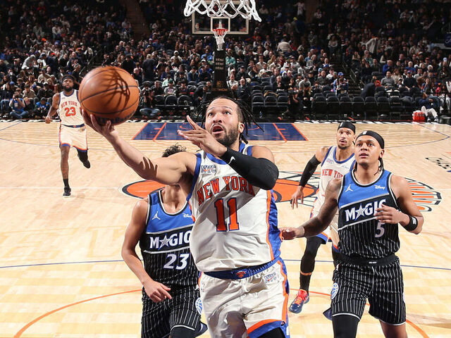 NEW YORK, NY - DECEMBER 7: Jalen Brunson #11 of the New York Knicks drives to the basket during the game against the Orlando Magic on December 7, 2025 at Madison Square Garden in New York City, New York. Mandatory Copyright Notice: Copyright 2025 NBAE