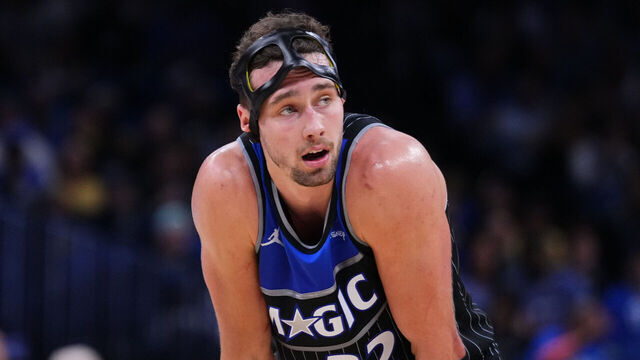 ORLANDO, FLORIDA - DECEMBER 03: Franz Wagner #22 of the Orlando Magic looks on against the San Antonio Spurs during the third quarter at Kia Center on December 03, 2025 in Orlando, Florida. NOTE TO USER: User expressly acknowledges and agrees that, by downloading and/or using this photograph, user is consenting to the terms and conditions of the Getty Images License Agreement.