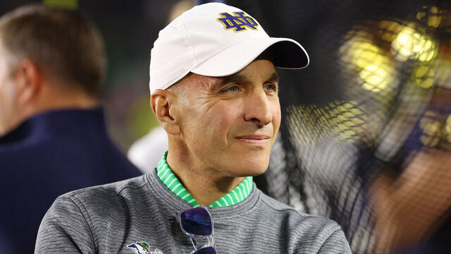 SOUTH BEND, INDIANA - OCTOBER 12: Athletic Director Pete Bevacqua of the Notre Dame Fighting Irish looks on after the game against the Stanford Cardinal at Notre Dame Stadium on October 12, 2024 in South Bend, Indiana.
