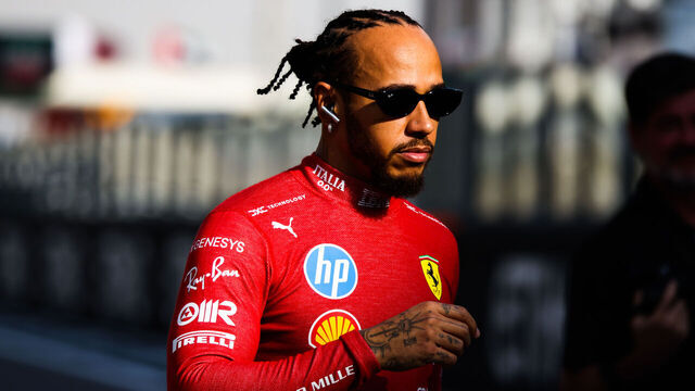 Lewis Hamilton of Ferrari and Charles Leclerc of Ferrari during Drivers' Parade ahead Formula 1 Abu Dhabi Grand Prix at Yas Marina Circuit on December 7th, 2025 in Abu Dhabi, United Arab Emirates.