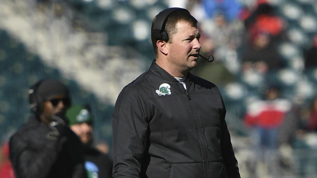 PHILADELPHIA, PA - NOVEMBER 16: Tulane Green Wave coach Will Hall looks on during the game between the Tulane Green Wave and the Temple Owls on November 16, 2019 at Lincoln Financial Field in Philadelphia PA.