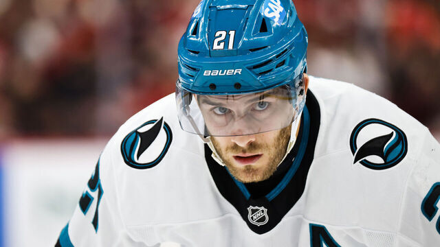 RALEIGH, NORTH CAROLINA - DECEMBER 07: Alexander Wennberg #21 of the San Jose Sharks looks on during the third period of the game against the Carolina Hurricanes at the Lenovo Center on December 07, 2025 in Raleigh, North Carolina.