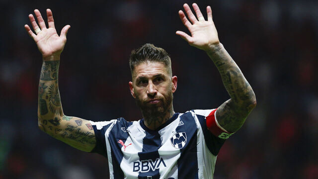 TOLUCA, MEXICO - DECEMBER 6: Sergio Ramos of Monterrey says goodbye to the fans after the semifinals second leg match between Toluca and Monterrey as part of the Torneo Apertura 2025 Liga MX at Nemesio Diez Stadium on December 6, 2025 in Toluca, Mexico.