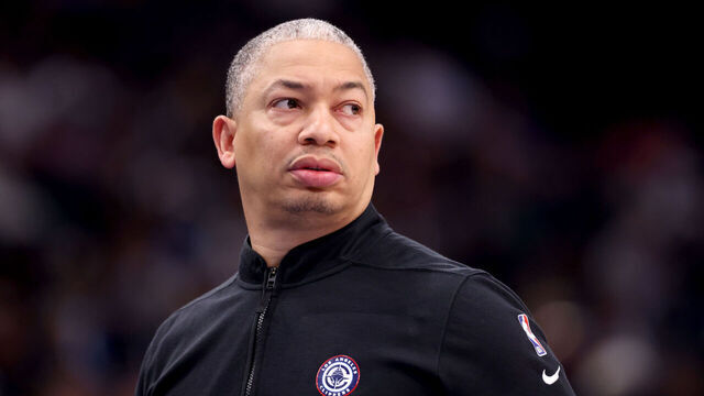 INGLEWOOD, CALIFORNIA - NOVEMBER 29: Head coach Tyronn Lue of the Los Angeles Clippers looks on during the second quarter against the Dallas Mavericks at Intuit Dome on November 29, 2025 in Inglewood, California. NOTE TO USER: User expressly acknowledges and agrees that, by downloading and/or using this Photograph, user is consenting to the terms and conditions of the Getty Images License Agreement.