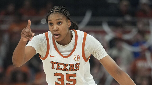 AUSTIN, TEXAS - DECEMBER 4: Madison Booker #35 of the Texas Longhorns signals to teammates during the first half against the North Carolina Tar Heels at Moody Center on December 4, 2025 in Austin, Texas.