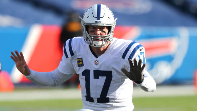 ORCHARD PARK, NY - JANUARY 09: Philip Rivers #17 of the Indianapolis Colts calls a play against the Buffalo Bills at Bills Stadium on January 9, 2021 in Orchard Park, New York.