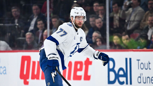 MONTREAL, CANADA - DECEMBER 09: Victor Hedman #77 of the Tampa Bay Lightning skates during the first period against the Montréal Canadiens at the Bell Centre on December 9, 2025 in Montreal, Quebec, Canada. The Tampa Bay Lightning defeated the Montréal Canadiens 6-1.