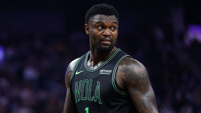 SAN FRANCISCO, CALIFORNIA - NOVEMBER 29: Zion Williamson #1 of the New Orleans Pelicans looks on during the game against the Golden State Warriors at Chase Center on November 29, 2025 in San Francisco, California.