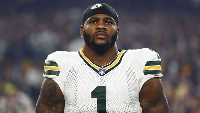 PITTSBURGH, PENNSYLVANIA - OCTOBER 26: Micah Parsons #1 of the Green Bay Packers stands on the sideline during the national anthem prior to an NFL football game against the Pittsburgh Steelers at Acrisure Stadium on October 26, 2025 in Pittsburgh, Pennsylvania.