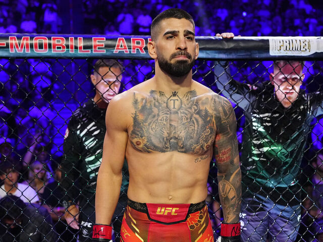 LAS VEGAS, NEVADA - JUNE 28: Ilia Topuria of Spain enters the Octagon in the UFC lightweight championship bout during the UFC 317 event at T-Mobile Arena on June 28, 2025 in Las Vegas, Nevada.